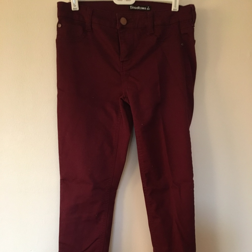Maroon stretchy jeans